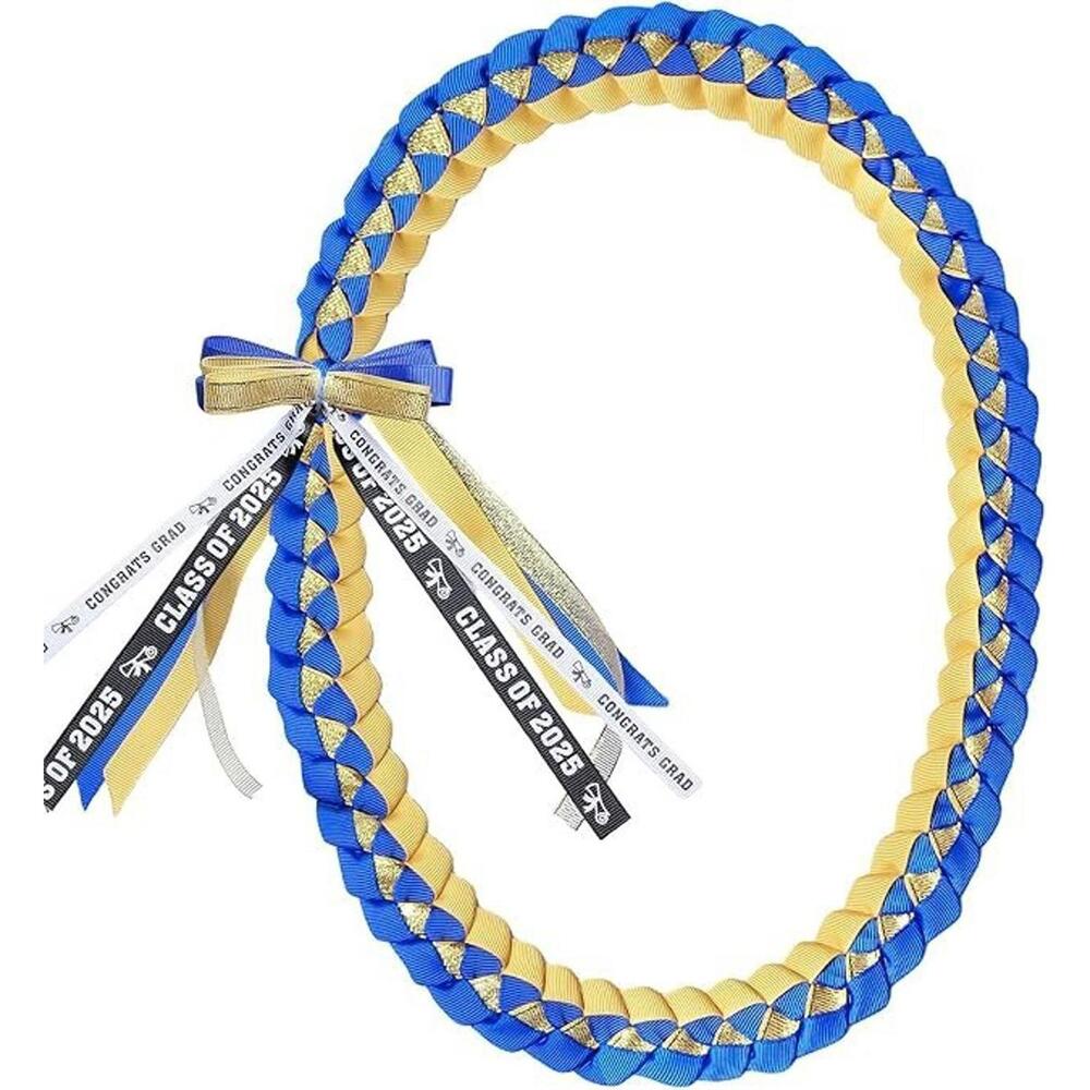 Royal Blue and Gold Class of 2025 Leis/ NEW/ 2pc